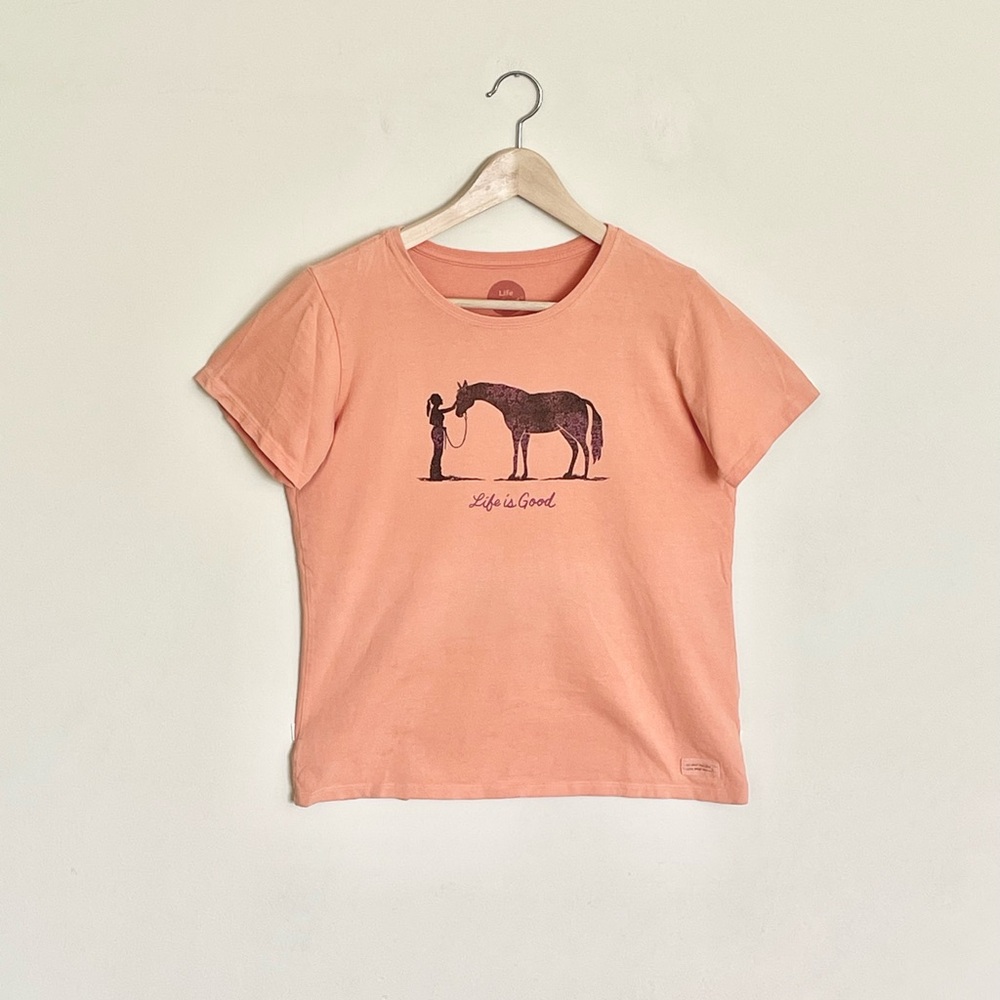 Life Is Good Horse Graphic Peach Crusher T Shirt Women’s Medium Classic Fit - Picture 2 of 14